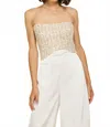 Line And Dot Pearl Strapless Top In Ivory In White