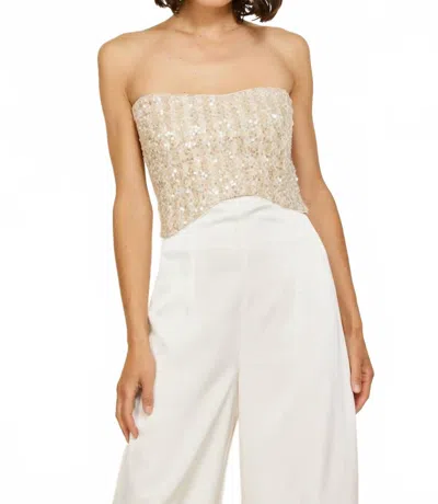 Line And Dot Pearl Strapless Top In Ivory In White