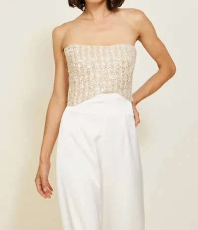 Line And Dot Pearl Top In Ivory In Multi