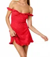 Line And Dot Penni Floral Mini Dress In Red In Red