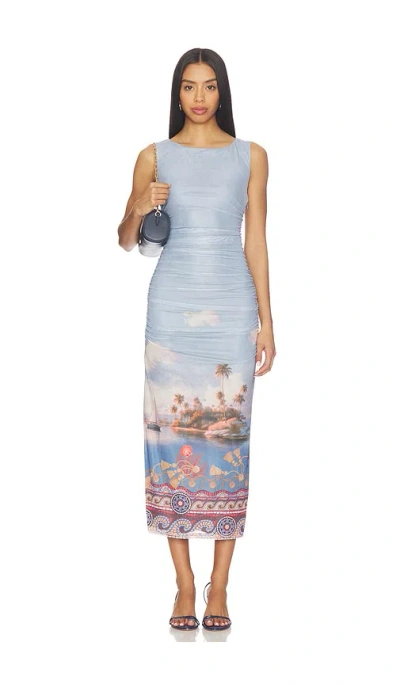 Line & Dot Pernille Mesh Midi Dress In Multi