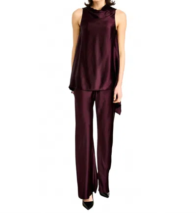 Line And Dot Petrea Satin Pants In Rich Plum In Burgundy