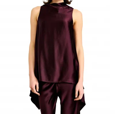 Line And Dot Petrea Satin Sleeveless Top In Rich Plum In Burgundy