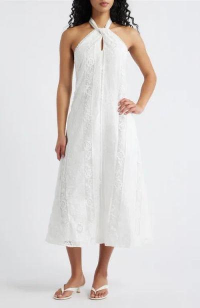 Line & Dot Pienza Halter Maxi Dress In White