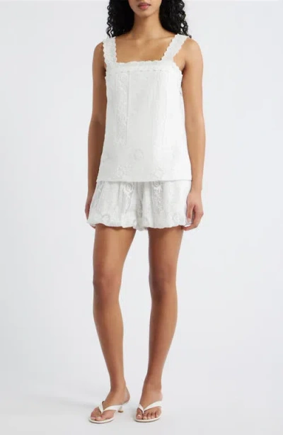 Line & Dot Pienza Lace Sleeveless Romper In White