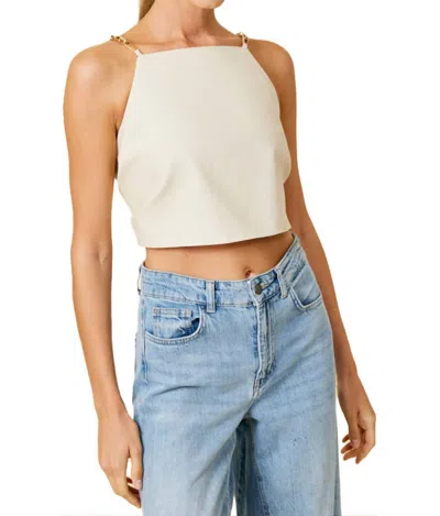 Line And Dot Piper Chain Top In Khaki In Green