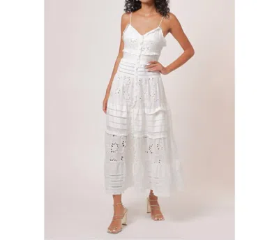 Line And Dot Pixie Eyelet Maxi Dress In White