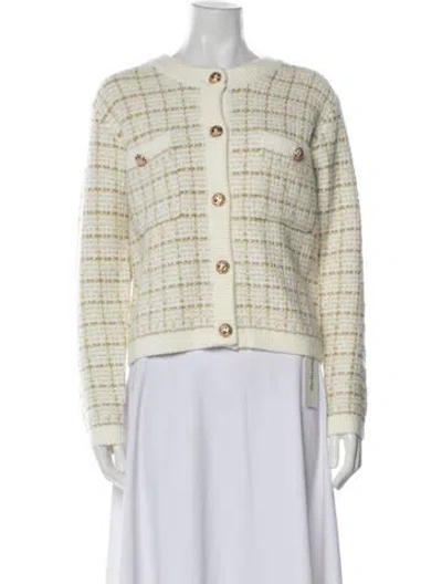 Pre-owned Line & Dot Plaid Print Crew Neck Sweater W/ Tags In Gold