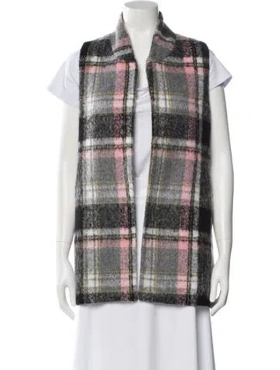 Pre-owned Line & Dot Plaid Print Vest W/ Tags In Multi