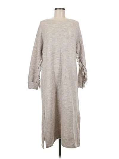 Pre-owned Line & Dot Poncho In Gray