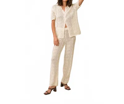 Line And Dot Poppie Short Sleeve Crochet Blouse In Taupe In Neutral