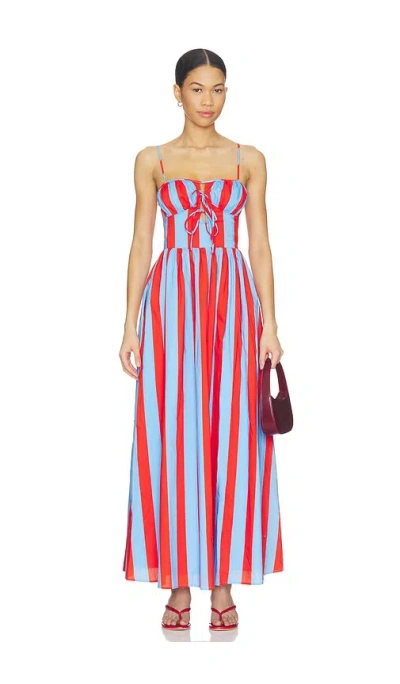 Line & Dot Primo Lace Back Stripe Sleeveless Maxi Dress In Multi