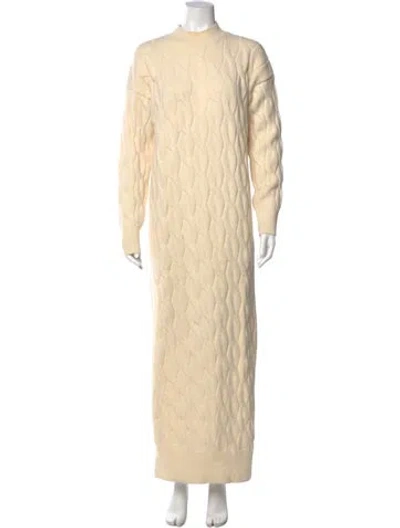 Pre-owned Line & Dot Printed Long Dress In Neutral