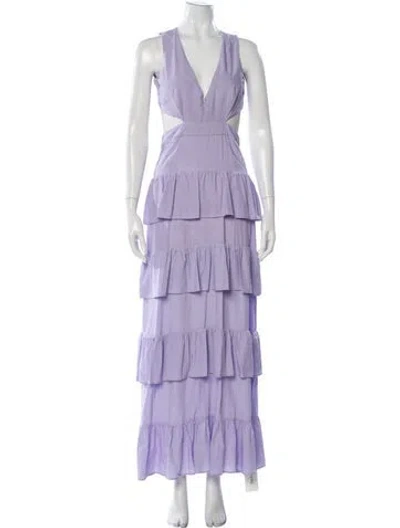 Pre-owned Line & Dot Printed Long Dress In Purple