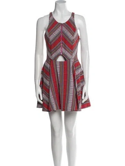 Pre-owned Line & Dot Printed Mini Dress In Multi
