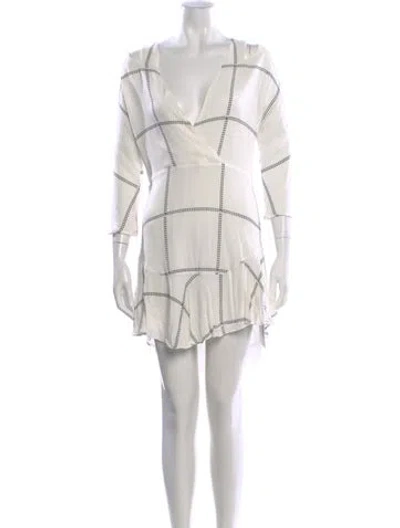 Pre-owned Line & Dot Printed Mini Dress In Neutral