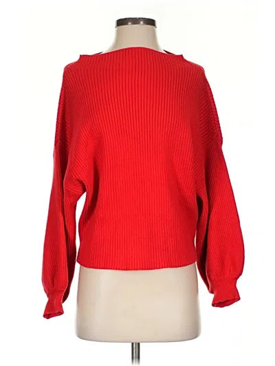 Pre-owned Line & Dot Pullover Sweater In Red