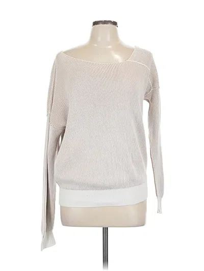 Pre-owned Line & Dot Pullover Sweater In White