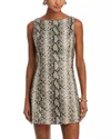 Line And Dot Faux Leather Mini Dress In Python In Gray