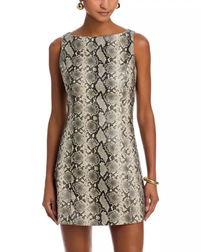 Line And Dot Faux Leather Mini Dress In Python In Gray