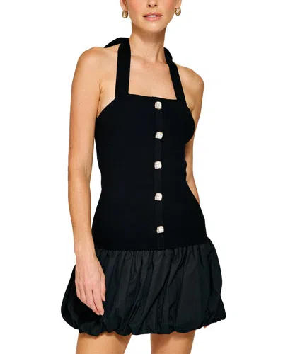 Line & Dot Ramona Mix-media Balloon Mini Dress In Black