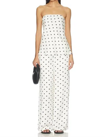 Line And Dot Ravyn Polka Dot Wide Leg Coordinating Satin Pants In Ivory Multi In White