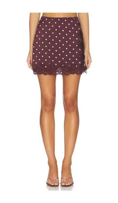 Line & Dot Raye Mini Skirt In Wine