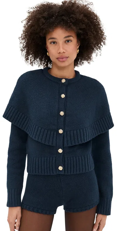 Line & Dot Reese Cape Cardigan Navy In Blue