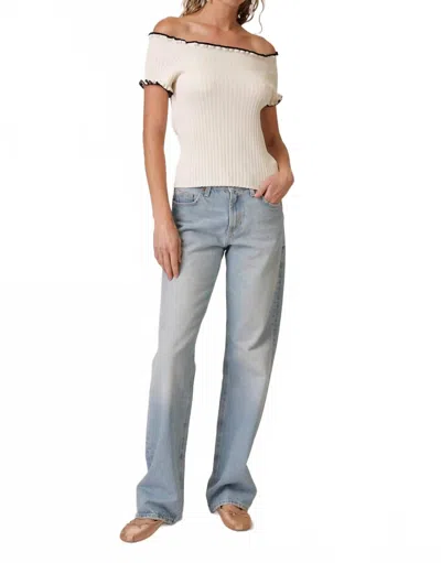 Line And Dot Reonny Of The Shoulder In Cream/black In Multi