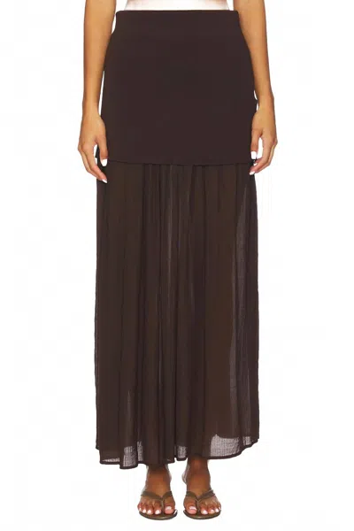 Line And Dot Rhone Mix Media Skirt In Espresso In Brown