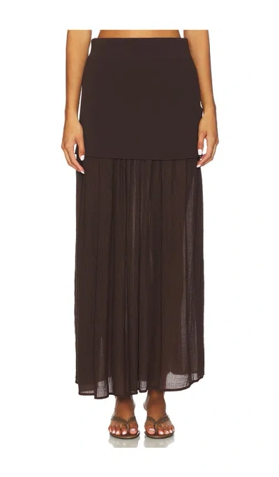 Line & Dot Rhone Mix-media Skirt In Brown