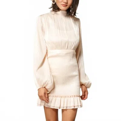 Line And Dot Rianne Long Sleeve Mini Dress In Off White In Gray