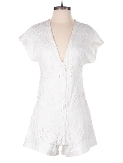 Pre-owned Line & Dot Romper In White
