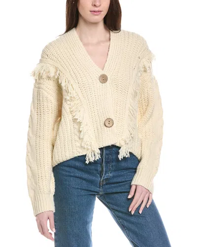 Line & Dot Sade Fringe Wool-blend Cardigan In Neutral