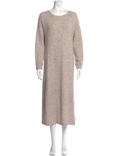 Pre-owned Line & Dot Scoop Neck Long Dress In Neutral