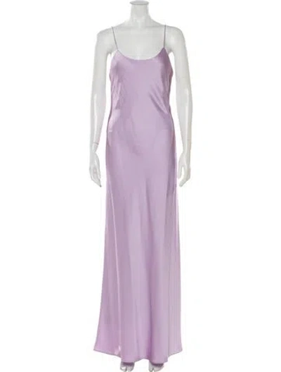 Pre-owned Line & Dot Scoop Neck Long Dress In Purple