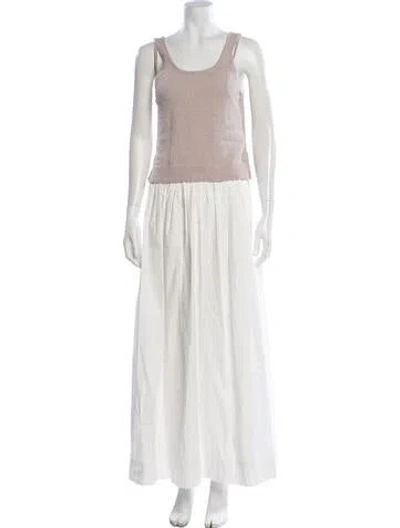 Pre-owned Line & Dot Scoop Neck Long Dress W/ Tags In White