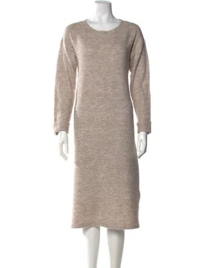Pre-owned Line & Dot Scoop Neck Midi Length Dress In Neutral