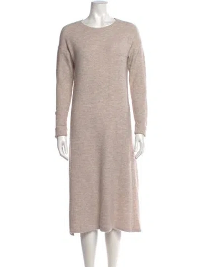 Pre-owned Line & Dot Scoop Neck Midi Length Dress In Neutral