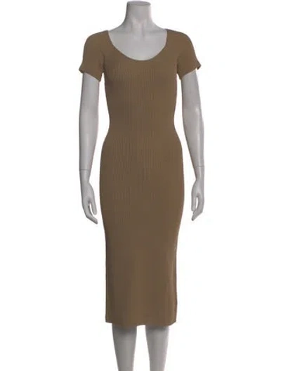 Pre-owned Line & Dot Scoop Neck Midi Length Dress In Neutral