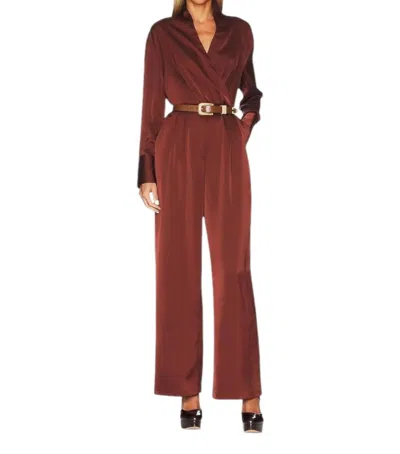 Line And Dot Sheila Satin Jumpsuit In Cinnamon In Brown