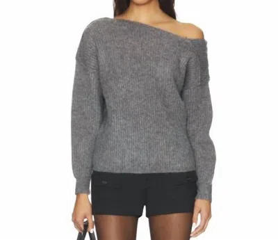 Line And Dot Shore Asymmetrical Sweater In Charcoal In Gray