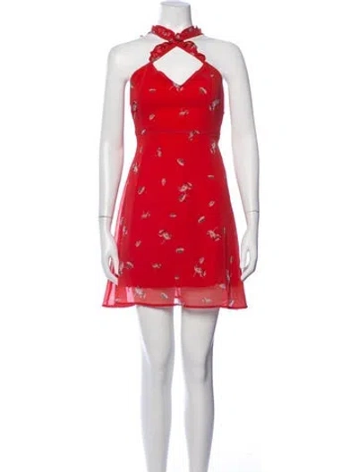 Pre-owned Line & Dot Silk Mini Dress In Orange