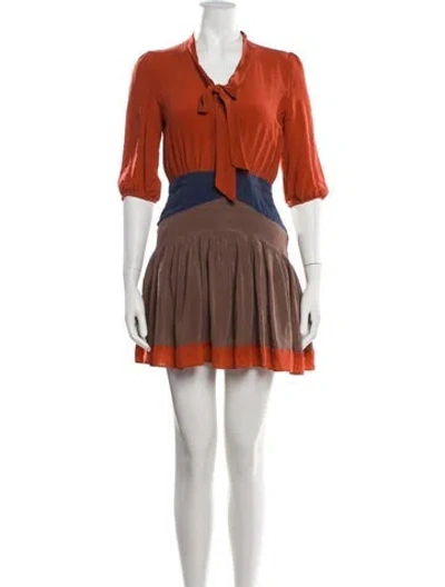 Pre-owned Line & Dot Silk Mini Dress In Orange