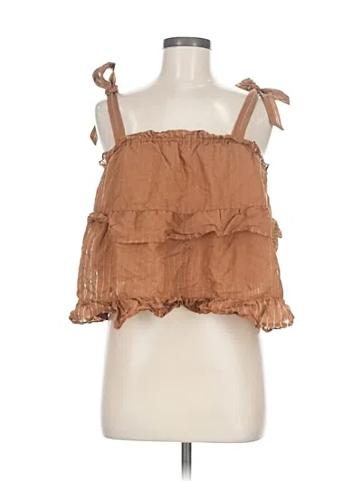 Pre-owned Line & Dot Sleeveless Blouse In Brown