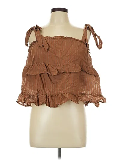 Pre-owned Line & Dot Sleeveless Blouse In Brown