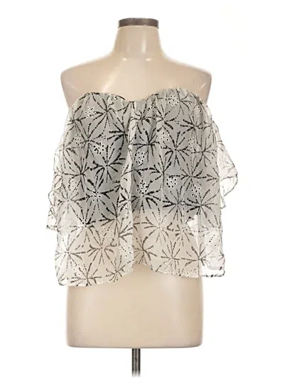 Pre-owned Line & Dot Sleeveless Silk Top Silver Strapless Neckline Tops