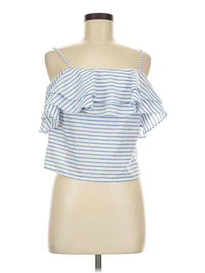Pre-owned Line & Dot Sleeveless Top Blue Strapless Neckline Tops