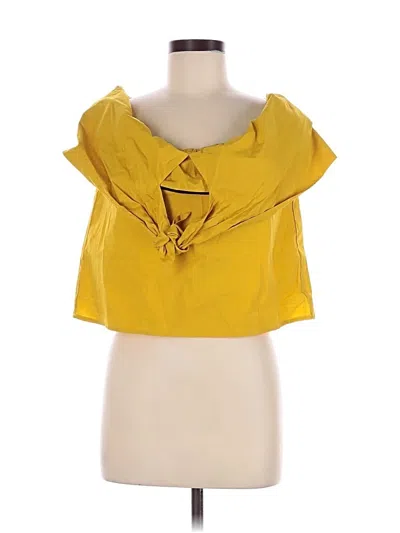 Line & Dot Sleeveless Top Yellow Cowl Neck Tops