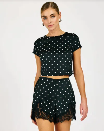 Line And Dot Sophie Polka Dot Top In Black